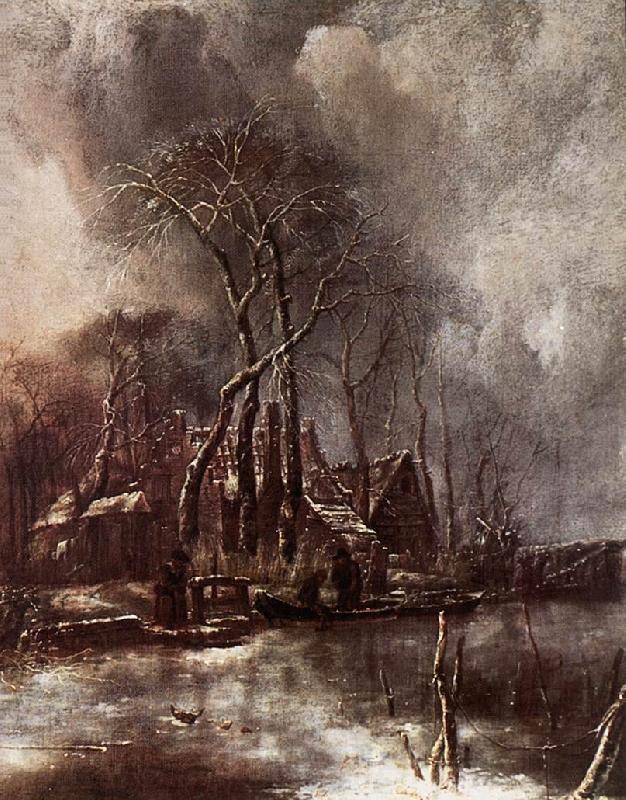 Jan van de Capelle Winter Landscape France oil painting art